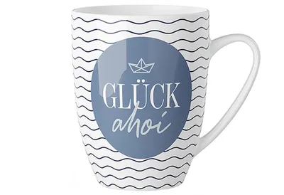 Produktbild von maritimer Becher, Tasse Glück Ahoi mit Schiff für 250ml Geschenk für Dich