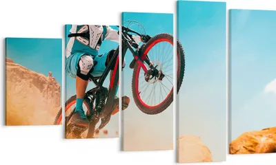 Produktbild von Bild auf Leinwand - Leinwandbild - Fahrrad Sport Helm - 100x60cm - Wand Bild - Wanddeko - Leinwanddruck - Bilder - Kunstdruck - Wanddekoration - Leinwand bilder - Wandkunst - EG100x60-4098