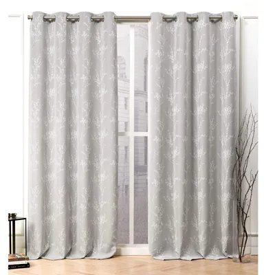 Vorhänge-Paneel, 52x96 cm, Polyester, Blumenmuster, taubengrau