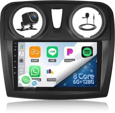 Productafbeelding van 6G+128G Android-autoradio voor 2012-2019 met Carplay Android Auto, 9 inch touchscreen met Mirror Link GPS Navi WIFI Bluetooth FM/RDS EQ achteruitrijcamera & MIC