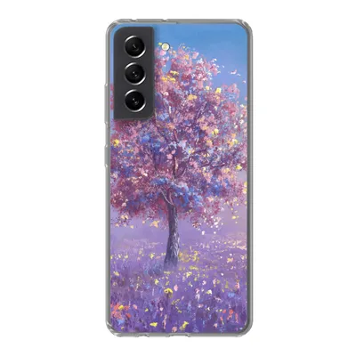 Produktbild von MuchoWow® Handyhülle Schutzhülle Hülle für Samsung Galaxy S21 FE Baum - Sommer - Rosa Silikon Softcase Handy Hülle - Mobiltelefonhülle