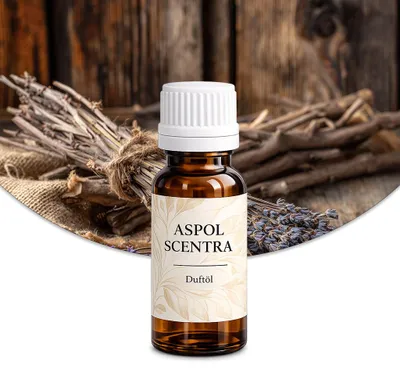 Produktbild von Aspol Scentra Vanille, Zeder und Lavendel UFIGREEN Duftöl für Kerzen und Diffusoren 10 ml, KI-generiertes Bild