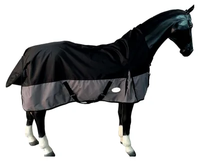 Produktbild von Winterdecke Turnout 100% wasserdicht 600D mit Fleece Highneck in Schwarz/Grau - 135cm