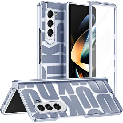 Obrázek produktu pro Pouzdro pro Samsung Galaxy Z Fold 5, galvanizované průhledné pouzdro s ochranou displeje a pantu modré