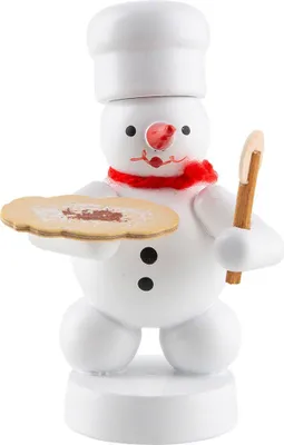 Produktbild von Schneemann Bäcker mit Pizza (8cm) von Zenker Volkskunst