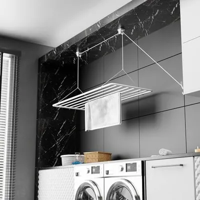 Produktbild von Erica Eric Deckentrockner ERIC 70x50cm, Wäscheständer für die Decke mit 5.6 Meter Trocknungsoberfläche, Vertikal Zusammenklappbar 2.5 Meter
