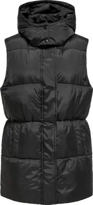 Produktbild von ONLY Lange Puffer Weste Wattierte Stepp Jacke ohne Ärmel Kapuze & Zip Größe: M