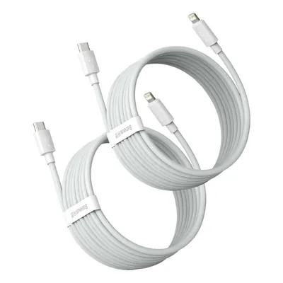 Zdjęcie produktu dla Zestaw kabli danych Baseus Simple Wisdom, USB-C do Lightning, PD, 20 W, 2 szt., 1,5 m, biały