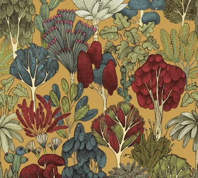 Produktbild von Architects Paper Dschungeltapete Floral Impression tropische Tapete Vliestapete gelb rot blau pink creme 10,05 m x 0,53 m