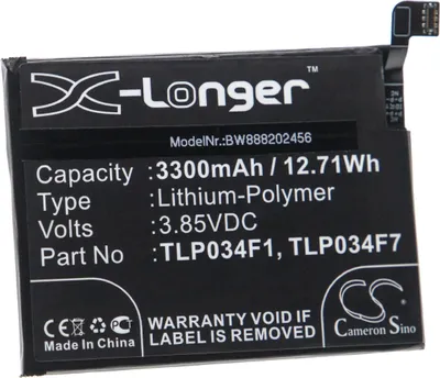 Produktbild von vhbw Akku Ersatz für Alcatel TLP034F1, TLP034F7 für Handy Smartphone Telefon (3300 mAh, 3,85 V, Li-Polymer)