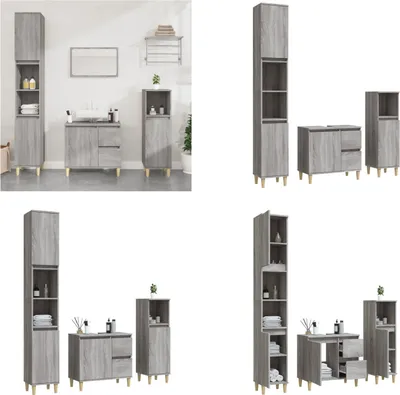 A collage of bathroom furniture sets.