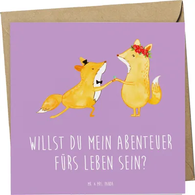 Produktbild von Mr. & Mrs. Panda Grußkarte Heiratsantrag Abenteuer - Lavendeltraum - Geschenk, Glückwunschkarte, Hochtzeit, Klappkarte, faltkarte, Geschenke, doppelkarte, anlasskarte