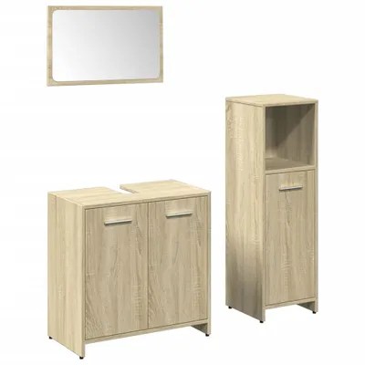 Produktbild von vidaXL 3-tlg. Badmöbel-Set Sonoma-Eiche Holzwerkstoff