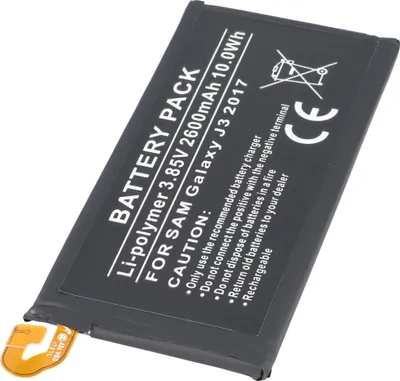 Produktbild von Akku passend für Samsung Galaxy J3 2017, Li-Polymer, 3,85V, 2600mAh, 10,0Wh, built-in, ohne Werkzeug