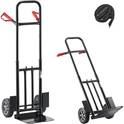 Immagine prodotto di Carrello a mano - Carrello da trasporto/carrello impilabile - Portata 272 kg - Dimensioni 48x46x120 cm - Con cinghia di fissaggio - Per casa, ufficio, magazzino, supermercato