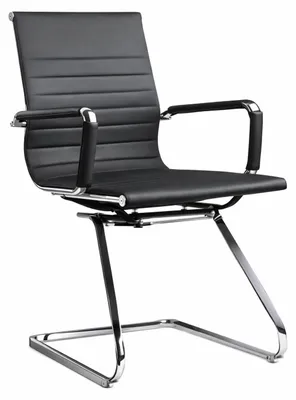 Immagine prodotto di Sedia da conferenza con rivestimento in pelle e struttura in cromo – Design moderno
