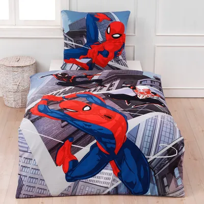 Immagine prodotto di Set di lenzuola Spiderman, dimensioni 135x200 cm, con federe 80x80 cm