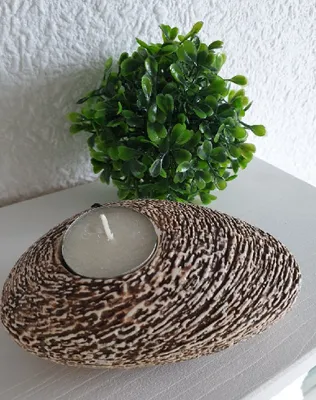 Produktbild von Gi22 beige-braun Keramik Teelichthalter groß Natur Stein Gilde