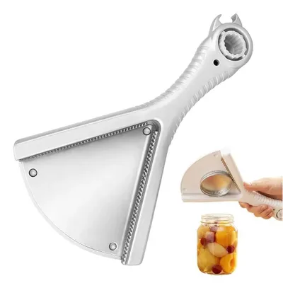 Produktbild von Multifunktionaler Glasöffner Flaschenöffner 3 in 1, V-Form Deckelöffner mit Edelstahlzähnen, rutschfest, für Gläser Flaschen Dosen Küche