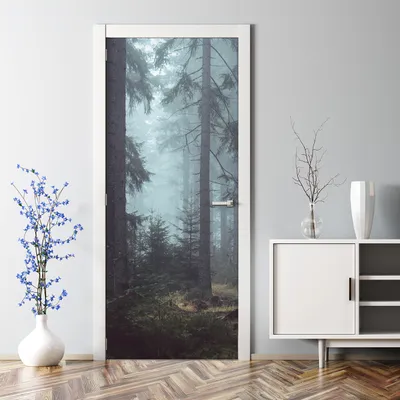 Produktbild von Dekorative Türaufkleber selbstklebend Türtapete Türfolie Wandfolie Nebliger Wald 85 x 200 cm