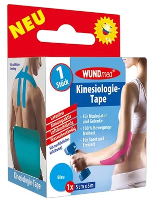 Obrázek produktu pro WUNDmed® 04-041 WUNDmed® Tape Kinesiologie 04-041 blau 5,0 cm x 5,0 m, 1 Rolle