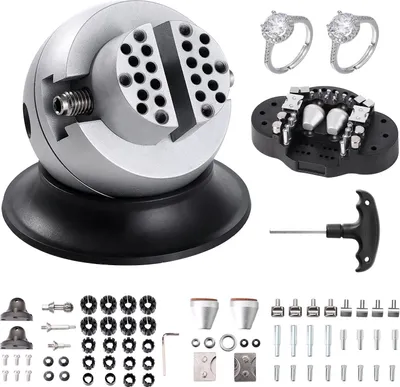 Produktbild von Schmuck Kugelschraubstock Satz Kugelschraubstock Gravierwerkzeug 78 mm Kugeldurchmesser, Jewellery Ball Vice Engraving 54 mm Max. Öffnung Professionelles Kugelschraubstock Werkzeug Verchromung