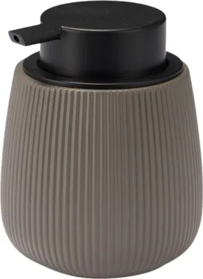 Immagine prodotto di BERILO | Dispenser per sapone - Dispenser per liquidi - 11 x 9 cm - grigio - a strisce - con pompa dosatrice