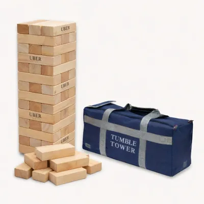 Imagen del producto de Juego de construcción XL con 56 bloques de madera, con una altura de 150 cm
