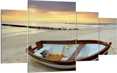 Produktbild von Bild auf Leinwand - Leinwandbild - Strand Boot Ostsee Sommer - 160x90cm - Wand Bild - Wanddeko - Leinwanddruck - Bilder - Kunstdruck - Wanddekoration - Leinwand bilder - Wandkunst - DL160x90-0515
