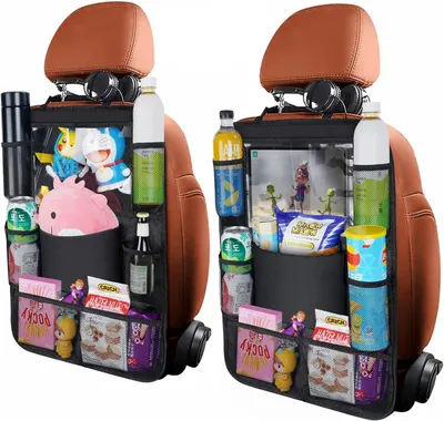 Imagen del producto de Organizador para asiento de coche URAQT - 2 unidades, color , tela Oxford impermeable de 600D - Organizador para el asiento trasero del coche