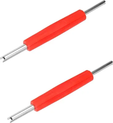 Produktbild von 2 Stück Edelstahl Ventilschlüssel Ventilausdreher für Autoventil Reifenventil Werkzeug (Auto, Motorrad, Fahrrad) Rot