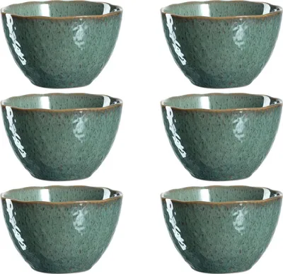Produktbild von Leonardo Matera Keramik-Schalen, 6-er Set, spülmaschinengeeignete Schüsseln, 6 Steingut-Schalen mit Glasur, grün, 980 ml, Ø 15,3 cm, 018540