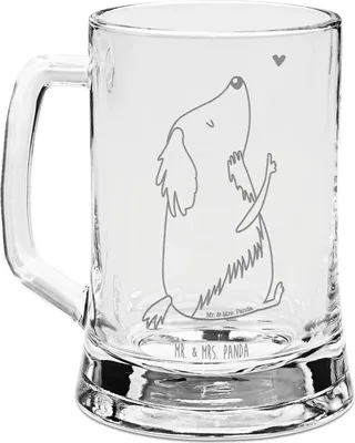 Produktbild von Mr. & Mrs. Panda Krug Hund Liebe - Transparent - Geschenk, Süß, Seidel, Gravur Bierkrug, Glaskrug, Sprüche, Hunde, Mit, Glas, Herz
