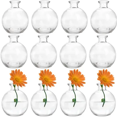 12 Mini-Glas-Knospenvasen, klar, rund, 10,16 cm hoch