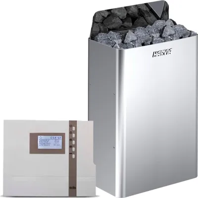 Immagine prodotto di Set Stufa per sauna Harvia The Wall 9,0 kW Stahl con EOS: - ECON D2