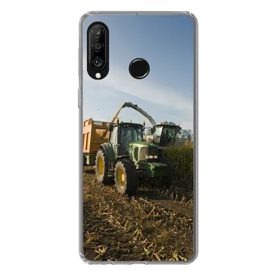 Produktbild von MuchoWow® Handyhülle Schutzhülle Hülle für Huawei P30 Lite Traktor - Anhänger - Mais - Grün - Landleben Silikon Softcase Handy Hülle - Handyhülle
