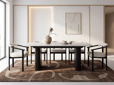 Produktbild von Ausziehbarer Rechteckiger Esstisch – XXL Modernes Design mit Schwarzem Metallgestell – für 8-12 Personen, 180 x 90 / 280 cm – Marmor Weiß