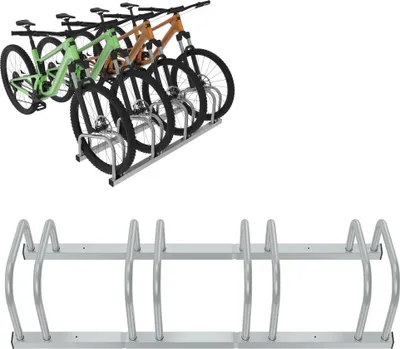 Produktbild von LZQ Fahrradständer Fahrrad ständerr Boden für 4 Fahrräder mit Reifenbreiten bis 65 mm Eisen Fahrradhalter Radständer, Silber