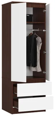 Produktbild von Kleiderschrank S60 60cm Garderobe 2 Türen 2 Schubladen Hochglanz 180cm hoch STAR