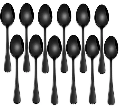 Productafbeelding van Theelepelset - Roestvrij staal - Koffielepels - Zwart - 12 stuks - 14 cm