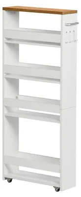 Immagine prodotto di Carrello da cucina stretto - 5 livelli - Con ruote - 40 x 15 x 100 cm - Per cucina e bagno