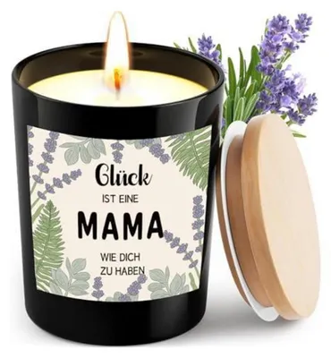 Image de Bougie parfumée à la lavande, 200g. Cire de soja. Idée cadeau pour femmes et mamans