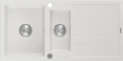 Produktbild von Mexen Andres 1,5-Becken-Granitspüle mit Abtropffläche 1000 x 500 mm, Weiß - 6515101510-20