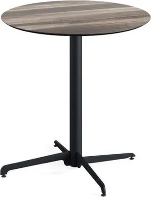 Immagine prodotto di X Cross - Tavolo da terrazzo, struttura nera + piano in HPL effetto legno tropicale, Ø70 cm, 1 pezzo