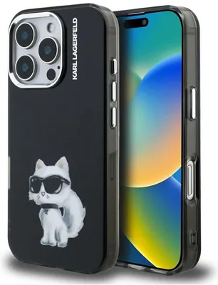 Productafbeelding van Aquarelle Choupette Case voor iPhone 16 Pro Max (Zwart)