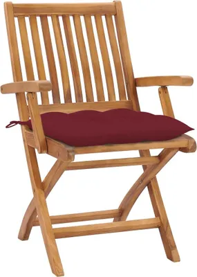 Productafbeelding van vidaXL Klapstoelen met kussens, 6-delig, massief teak hout