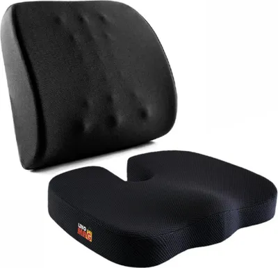 Produktbild von Set mit 2 orthopädischen Linomag®-Kissen, Sitzkissen und Lendenkissen, Memory-Schaum, dunkelschwarz