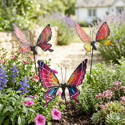 Produktbild von Gartenstecker Schmetterlinge Apollo 3er Set ca. 55 cm - Gartendekoration