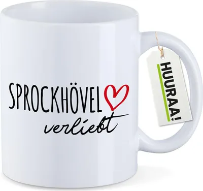 Produktbild von Huuraa Kaffeetasse Sprockhövel verliebt 330ml Weiß Keramik Kaffeebecher Geschenkidee
