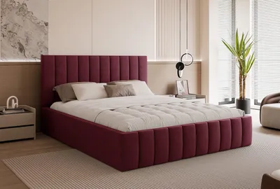 Produktbild von Polsterbett Elegantes Bett "ELVANO" mit hohem Kopfteil und großem Stauraumfach